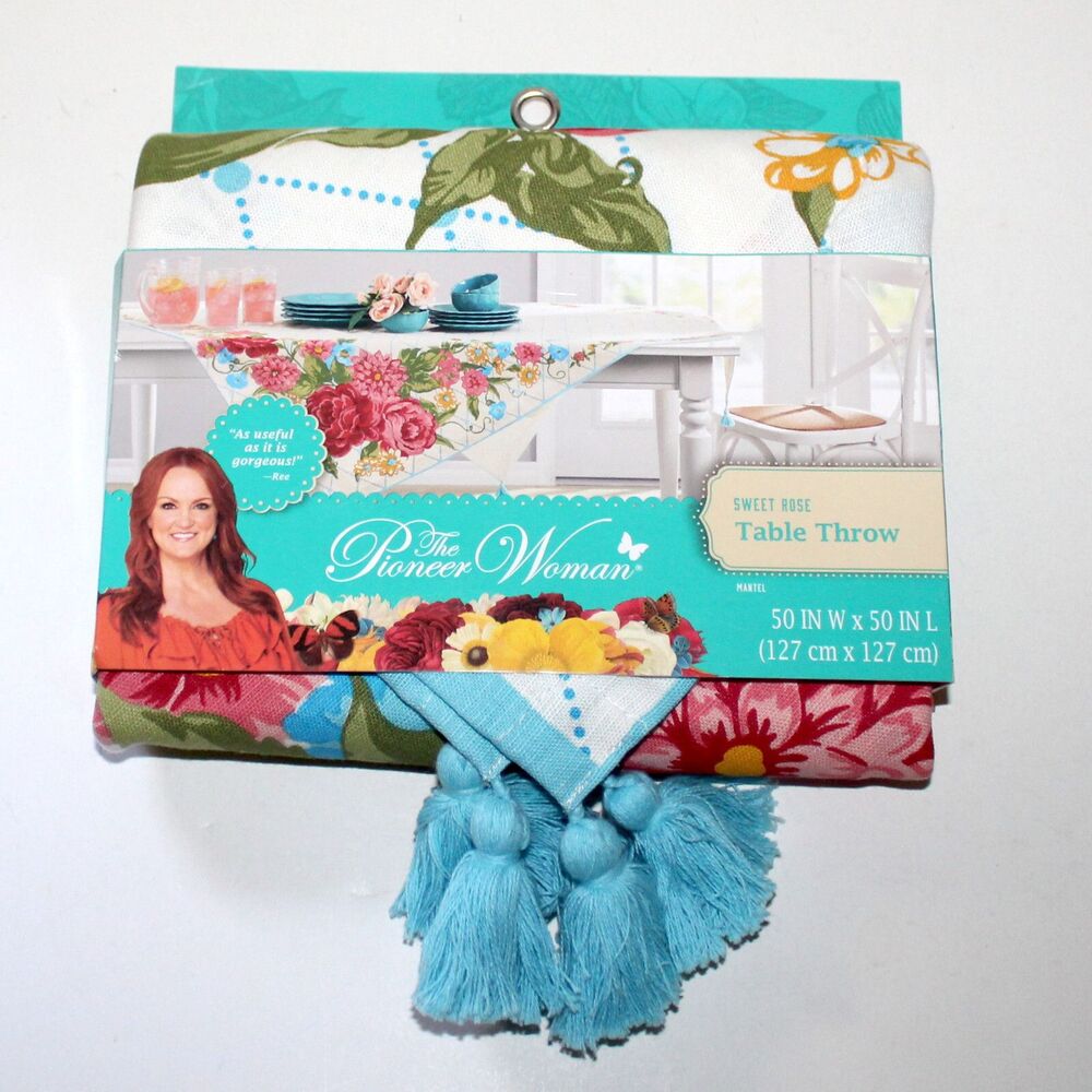 Pioneer Woman Sweet Rose Table Throw tablecloth 50” x 50” NEW country floral